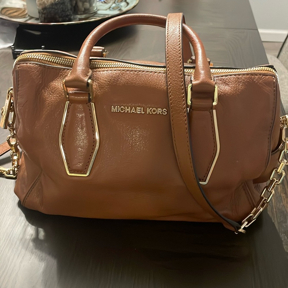 Leather Michael Kors medium satchel handbag